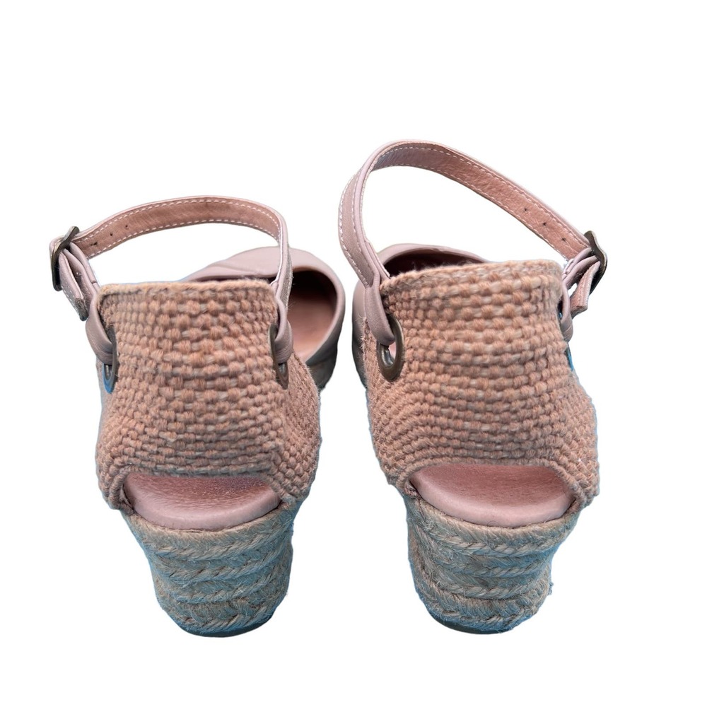 Women’s Tan Leather/Fabric Espadrilles w/Ankle Straps Made in Spain Size 40/US9 - Picture 3 of 13